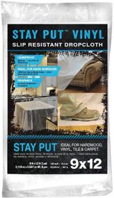 img 4 attached to 🔒 Enhanced Grip Stay Put Vinyl Drop Cloth by Trimaco - 9ft x 12ft