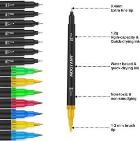 img 3 attached to Premium Dual Tip Brush Markers for Adult Coloring - Mogyann 72 Coloring Pens for Coloring Books