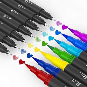 img 2 attached to Premium Dual Tip Brush Markers for Adult Coloring - Mogyann 72 Coloring Pens for Coloring Books