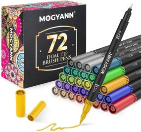 img 4 attached to Premium Dual Tip Brush Markers for Adult Coloring - Mogyann 72 Coloring Pens for Coloring Books