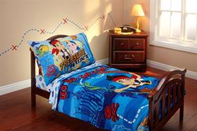 img 1 attached to 🧜 Magical Adventure Awaits with Disney Jake and The Neverland Pirates 4 Piece Toddler Bedding Set