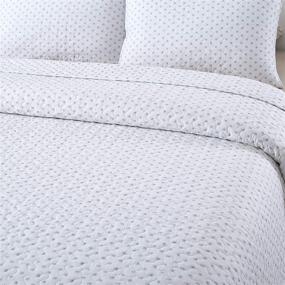 img 3 attached to Soul & Lane 100% Cotton Polka Dot Quilt Set - Queen Size with 2 Shams, Modern Solid Bedspread