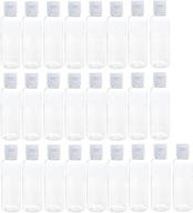 pack of 25 clear 2oz/60ml refillable plastic bottles with flip cap for shampoo, body soap, toner, lotion, cream - ideal for air travel logo