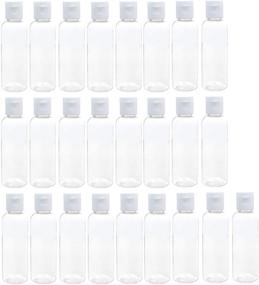 img 4 attached to Pack of 25 Clear 2oz/60ml Refillable Plastic Bottles with Flip Cap for Shampoo, Body Soap, Toner, Lotion, Cream - Ideal for Air Travel