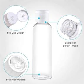 img 2 attached to Pack of 25 Clear 2oz/60ml Refillable Plastic Bottles with Flip Cap for Shampoo, Body Soap, Toner, Lotion, Cream - Ideal for Air Travel