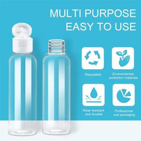 img 1 attached to Pack of 25 Clear 2oz/60ml Refillable Plastic Bottles with Flip Cap for Shampoo, Body Soap, Toner, Lotion, Cream - Ideal for Air Travel