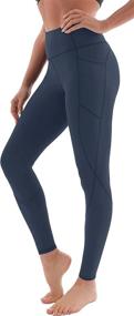 img 2 attached to 🩲 AFITNE High Waist Yoga Pants for Women, with Pockets, Tummy Control, Workout & Running 4-Way Stretch Leggings