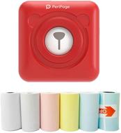 🖨️ peripage mini portable paper photo pocket thermal printer: 58mm wireless bluetooth android ios printers (red) logo