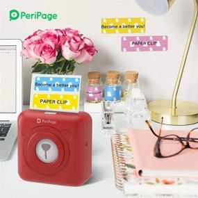 img 1 attached to 🖨️ PeriPage Mini Portable Paper Photo Pocket Thermal Printer: 58mm Wireless Bluetooth Android iOS Printers (Red)