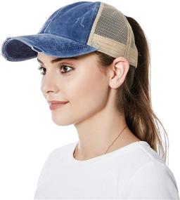 img 4 attached to Women Ponytail Baseball Washed Distressed Sports & Fitness for Team Sports