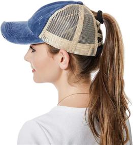 img 3 attached to Women Ponytail Baseball Washed Distressed Sports & Fitness for Team Sports