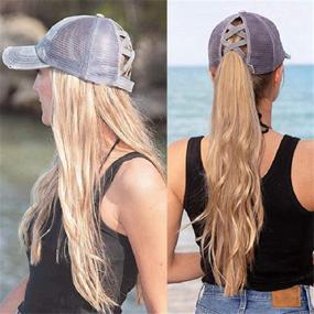 img 2 attached to Women Ponytail Baseball Washed Distressed Sports & Fitness for Team Sports