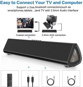 img 2 attached to Wireless & Wired Soundbar with 2200 mAh Battery, 3D Surround Sound Home Theater, 🔊 Bluetooth 5.0 Portable Soundbar for TV/PC. Built-in Subwoofer with Remote Control. Compatible with Projectors, Phones, Tablets.