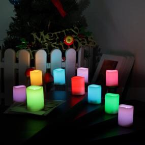 img 2 attached to 10 Pack Battery Included: Long Lasting Flameless LED Votive Candles with Remote, Flickering Color Changing, Ideal for Wedding Party Decorations, Electric Multi Colors Candle Set