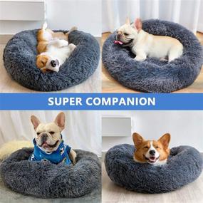 img 1 attached to Comfortable Plush Dog Bed: Soft Donut-Shaped Bed for 🐶 Small to Medium Pets, Ideal for Snoozing and Relaxing Indoors