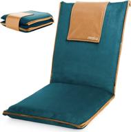 🪑 malu luxury padded floor chair with back support - meditation cushion | adjustable fully folding backrest &amp; removable washable cover | portable &amp; easy to wash | nylon bottom | vegan leather accents | forest teal логотип