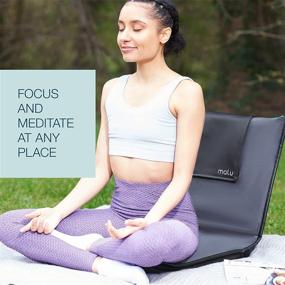 img 1 attached to 🪑 malu Luxury Padded Floor Chair with Back Support - Meditation Cushion | Adjustable Fully Folding Backrest &amp; Removable Washable Cover | Portable &amp; Easy to Wash | Nylon Bottom | Vegan Leather Accents | Forest Teal