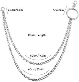 img 2 attached to 💀 Ceqiny 3pcs Pocket Chain Jeans Chains: Stylish Waist Chain Belt for Women & Men - Hip Hop, Punk, Gothic Rock Key Chain with Lobster Claw Clasp Trigger Snap Hook, Silver