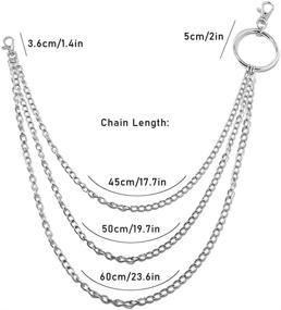 img 1 attached to 💀 Ceqiny 3pcs Pocket Chain Jeans Chains: Stylish Waist Chain Belt for Women & Men - Hip Hop, Punk, Gothic Rock Key Chain with Lobster Claw Clasp Trigger Snap Hook, Silver