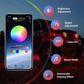 img 3 attached to Mustwin 10 Pods LED Dreamcolor Rock Light - Multicolor Car Underglow Light Kits with APP & RF Remote Control Waterproof Music Mode - Perfect for Truck, Golf, Ford, ATV, UTV, and Off-Road Vehicles