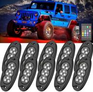 mustwin 10 pods led dreamcolor rock light - multicolor car underglow light kits with app & rf remote control waterproof music mode - perfect for truck, golf, ford, atv, utv, and off-road vehicles logo