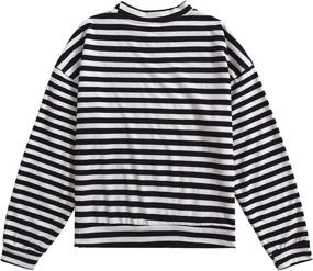 img 3 attached to 👚 Floerns Ladies' Striped Long Sleeve Sweatshirt with Drop Shoulders