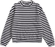 👚 floerns ladies' striped long sleeve sweatshirt with drop shoulders logo