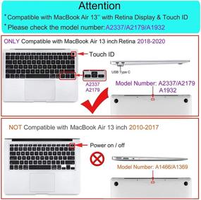 img 3 attached to MOSISO Чехол для MacBook Air 13 дюймов 2020-2018 года: Водная мраморная жесткая оболочка с чехлом для ноутбука, пленкой для клавиатуры, затычкой для веб-камеры и защитной пленкой для экрана, синий