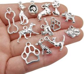 img 2 attached to 🐱 WOCRAFT 100g(80pcs) Antique Silver Animal Charms Pendants for Crafting, Jewelry Making Accessory - Cats, Dogs, Pets - DIY Necklace Bracelet (M293)