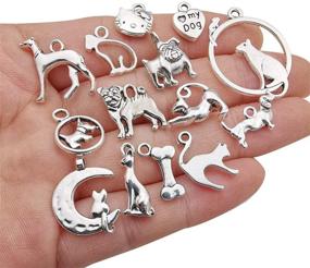 img 3 attached to 🐱 WOCRAFT 100g(80pcs) Antique Silver Animal Charms Pendants for Crafting, Jewelry Making Accessory - Cats, Dogs, Pets - DIY Necklace Bracelet (M293)