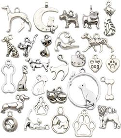 img 4 attached to 🐱 WOCRAFT 100g(80pcs) Antique Silver Animal Charms Pendants for Crafting, Jewelry Making Accessory - Cats, Dogs, Pets - DIY Necklace Bracelet (M293)