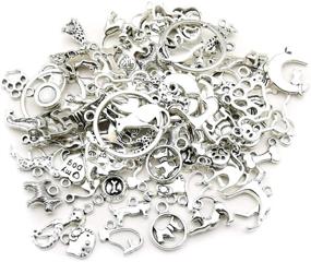 img 1 attached to 🐱 WOCRAFT 100g(80pcs) Antique Silver Animal Charms Pendants for Crafting, Jewelry Making Accessory - Cats, Dogs, Pets - DIY Necklace Bracelet (M293)