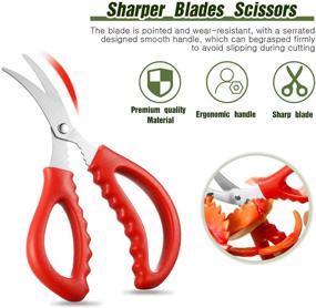 img 1 attached to 🦞 Multifunctional Kitchen Seafood Scissors: Stainless Steel Shears for Peeling Fish, Crab, Shrimp, Lobster - Red (Set of 3)