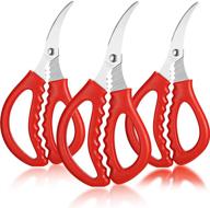 🦞 multifunctional kitchen seafood scissors: stainless steel shears for peeling fish, crab, shrimp, lobster - red (set of 3) logo