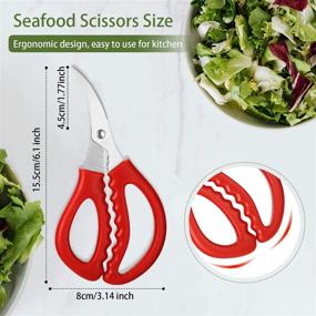 img 2 attached to 🦞 Multifunctional Kitchen Seafood Scissors: Stainless Steel Shears for Peeling Fish, Crab, Shrimp, Lobster - Red (Set of 3)