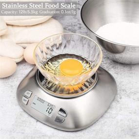 img 3 attached to 🥣 Digital Kitchen Scale with Removable 2.5L Bowl - Stainless Steel Food Scale for Cooking and Baking, Timer & Room Temperature, 12lb/5.5kg - Batteries Included