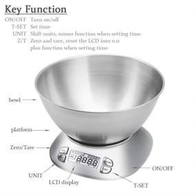 img 2 attached to 🥣 Digital Kitchen Scale with Removable 2.5L Bowl - Stainless Steel Food Scale for Cooking and Baking, Timer & Room Temperature, 12lb/5.5kg - Batteries Included