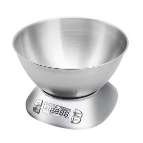 img 4 attached to 🥣 Digital Kitchen Scale with Removable 2.5L Bowl - Stainless Steel Food Scale for Cooking and Baking, Timer & Room Temperature, 12lb/5.5kg - Batteries Included