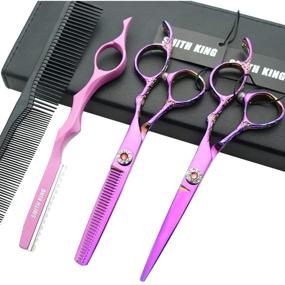 img 4 attached to 💇 Premium Hair Cutting Scissors Set: Pro Razor Comb Case, Rose Handle Hair Shears & Thinning Shears (5.5 inches)