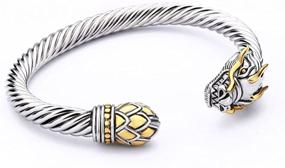 img 3 attached to Stunning UNY Jewelry Chinese Dragon Rhodium Plated Bracelet Cuff - Exquisite Vintage Cable Classics Bangle!