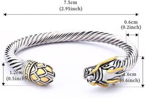 img 1 attached to Stunning UNY Jewelry Chinese Dragon Rhodium Plated Bracelet Cuff - Exquisite Vintage Cable Classics Bangle!