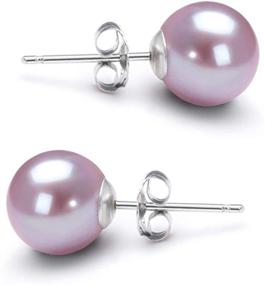 img 4 attached to 💜 Lustrous Lavender Freshwater Cultured Pearl Stud Earrings AAAA 5-10mm | 14K White Gold Posts – Orien Jewelry