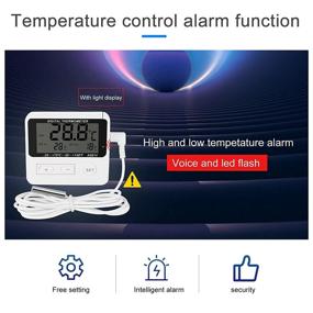 img 1 attached to 🌡️ Refrigerator & Freezer Thermometer with High/Low Temperature Alarm & Extra Sensor