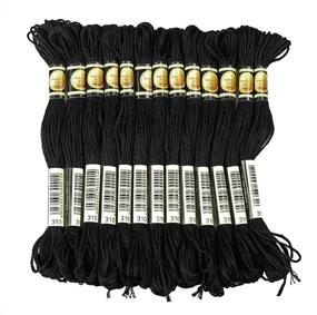img 2 attached to 24 Skeins Black Embroidery Floss, Friendship Bracelet String, Cross Stitch Threads, Hair Wrap Yarn
