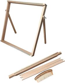 img 3 attached to 🧵 Large Wooden Looming Kit with Stand (50 cm x 50 cm) - Frame Loom Set with Heddle Bar for Beginner Weavers