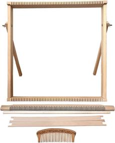 img 4 attached to 🧵 Large Wooden Looming Kit with Stand (50 cm x 50 cm) - Frame Loom Set with Heddle Bar for Beginner Weavers