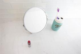 img 1 attached to Тяжелое хромированное стальное косметическое зеркало с округлой формой от Home Basics в серебристом цвете.