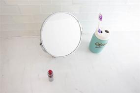 img 1 attached to Heavy Duty Chrome Plated Steel Round Cosmetic Make-up Bathroom Mirror by Home Basics in Silver