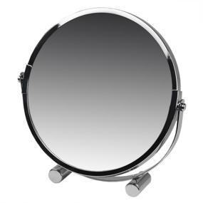 img 2 attached to Тяжелое хромированное стальное косметическое зеркало с округлой формой от Home Basics в серебристом цвете.