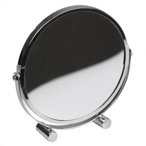 img 3 attached to Тяжелое хромированное стальное косметическое зеркало с округлой формой от Home Basics в серебристом цвете.